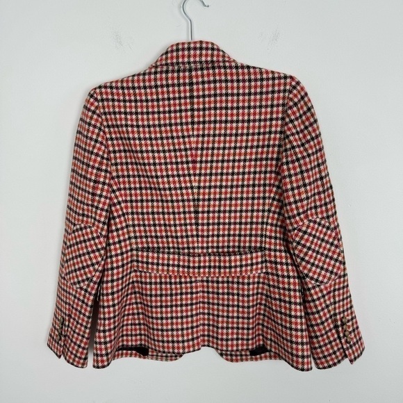 Talbots Houndstooth Plaid Wool Blazer Academia Size 6P Elbow Patch Women - Picture 11 of 16